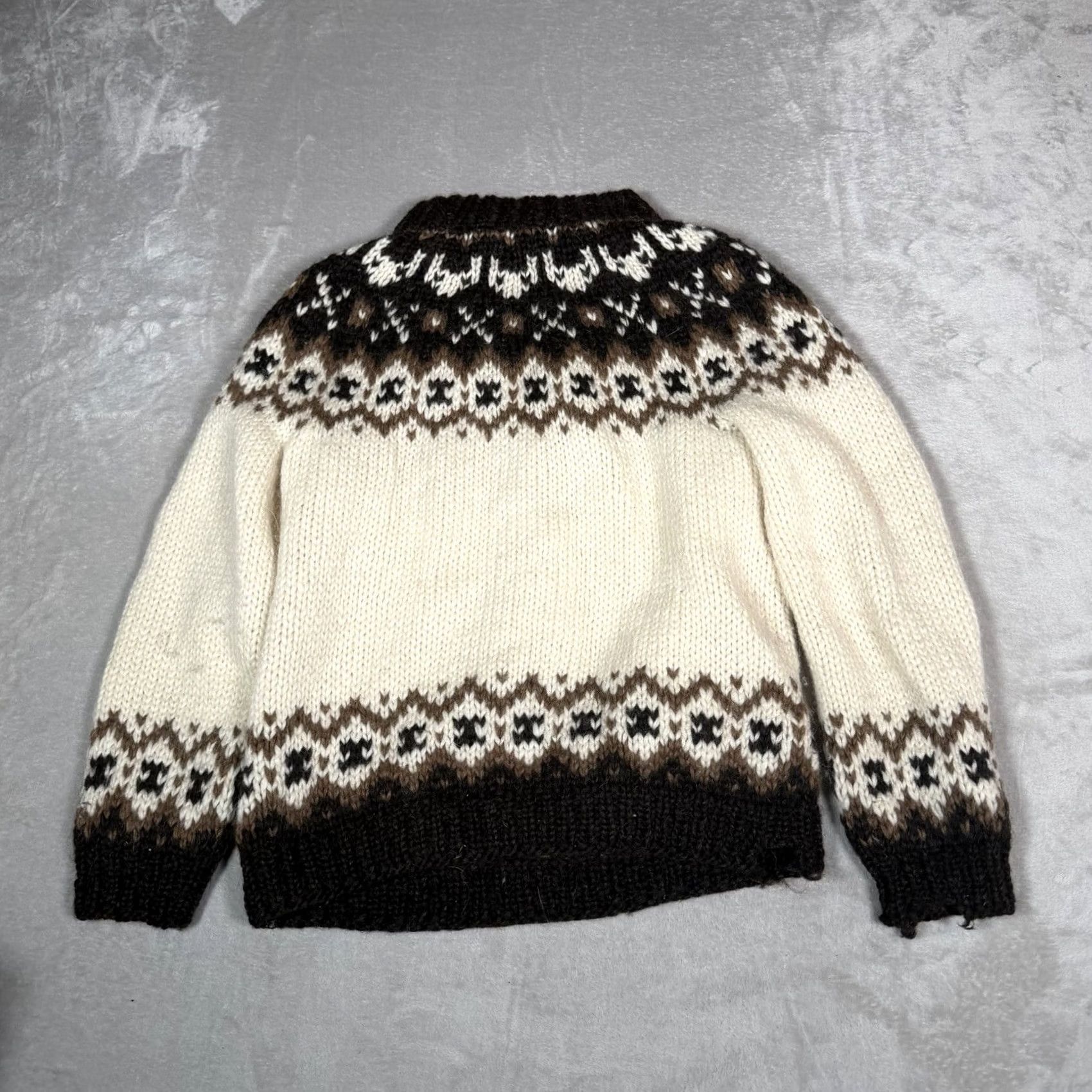 Vintage VINTAGE Hilda Ltd Sweater Mens Medium Beige Fair Isle Pattern Pure Wool Jumper Size US M / EU 48-50 / 2 - 4 Thumbnail