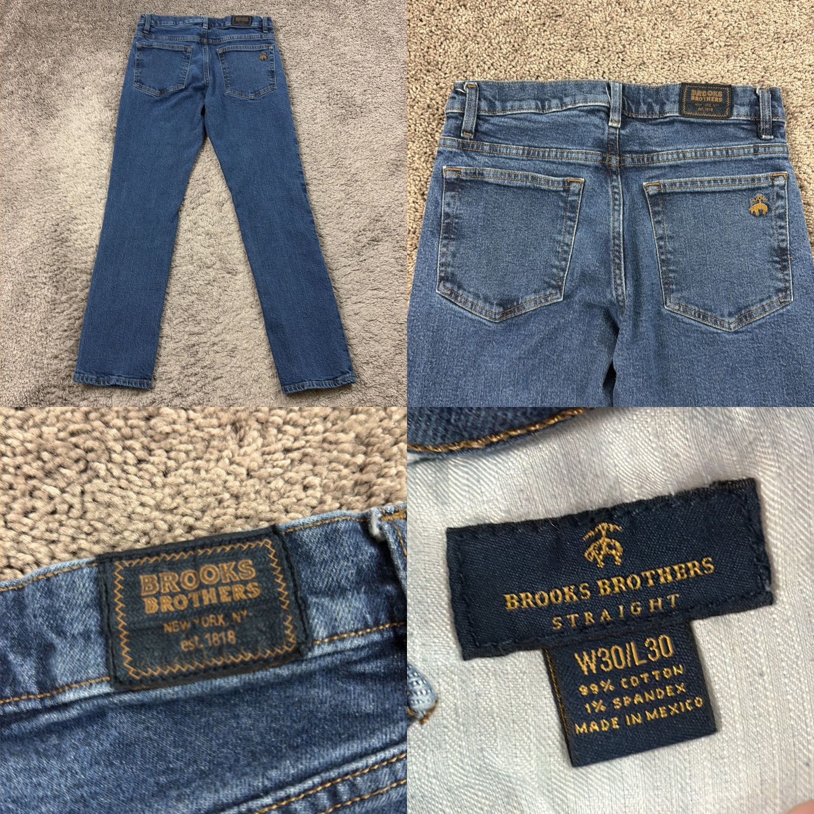 Brooks Brothers Brooks Brothers Jeans Men 30 Slim Straight Denim Dark Wash Stretch 28x30 Blue Cotton Blend Regular Inseam 30 Mens Jeans Size US 30 / EU 46 - 8 Thumbnail
