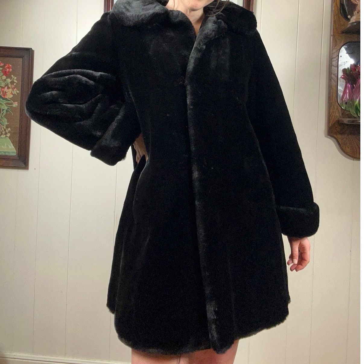Vintage Vintage 90s Y2K Womens Small Black Faux Fur Teddy Coat Size S / US 4 / IT 40 - 3 Thumbnail