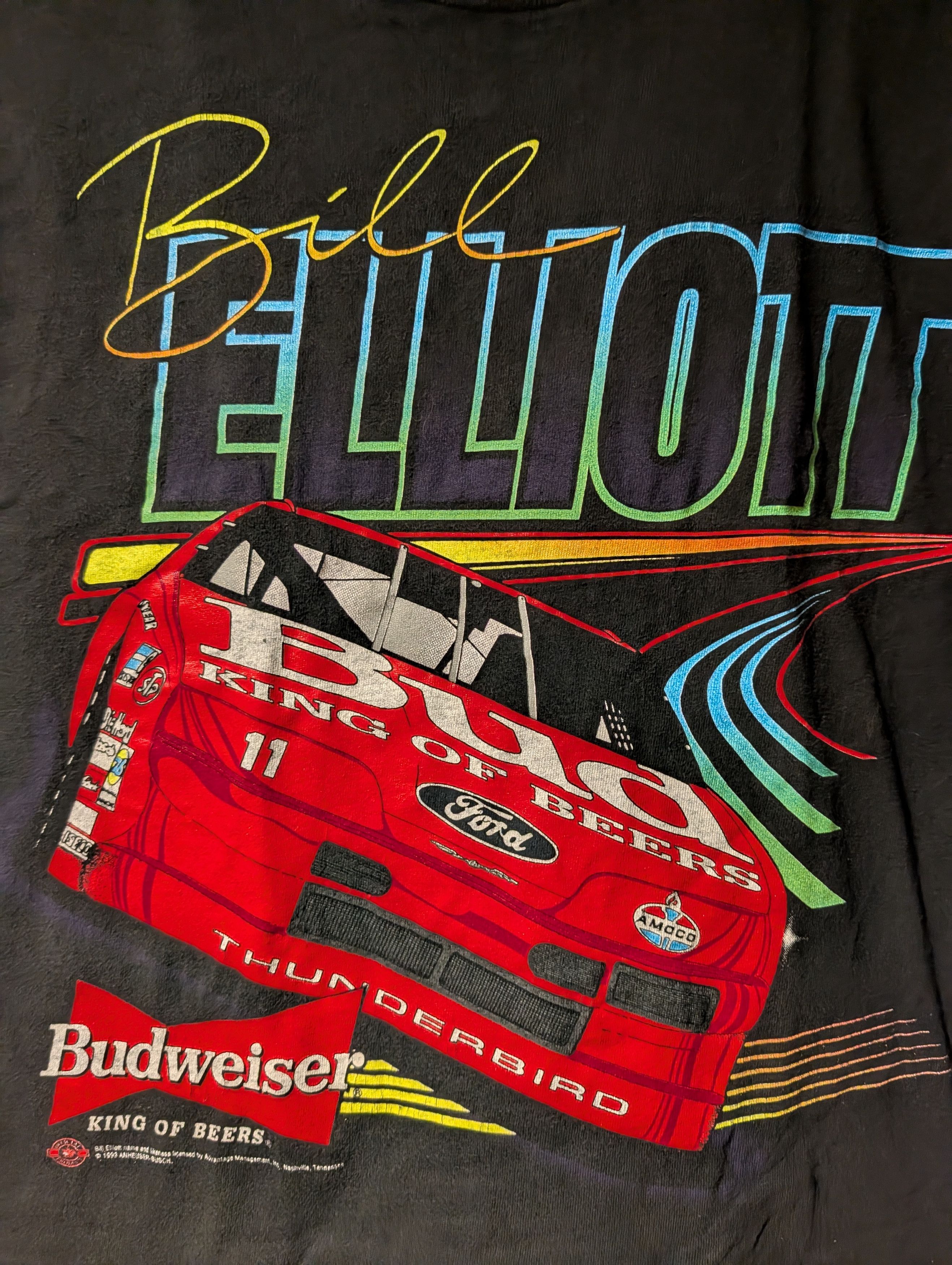 NASCAR Vintage 90s Bill Elliott NASCAR T Shirt Budweiser Thunder Size US M / EU 48-50 / 2 - 2 Thumbnail