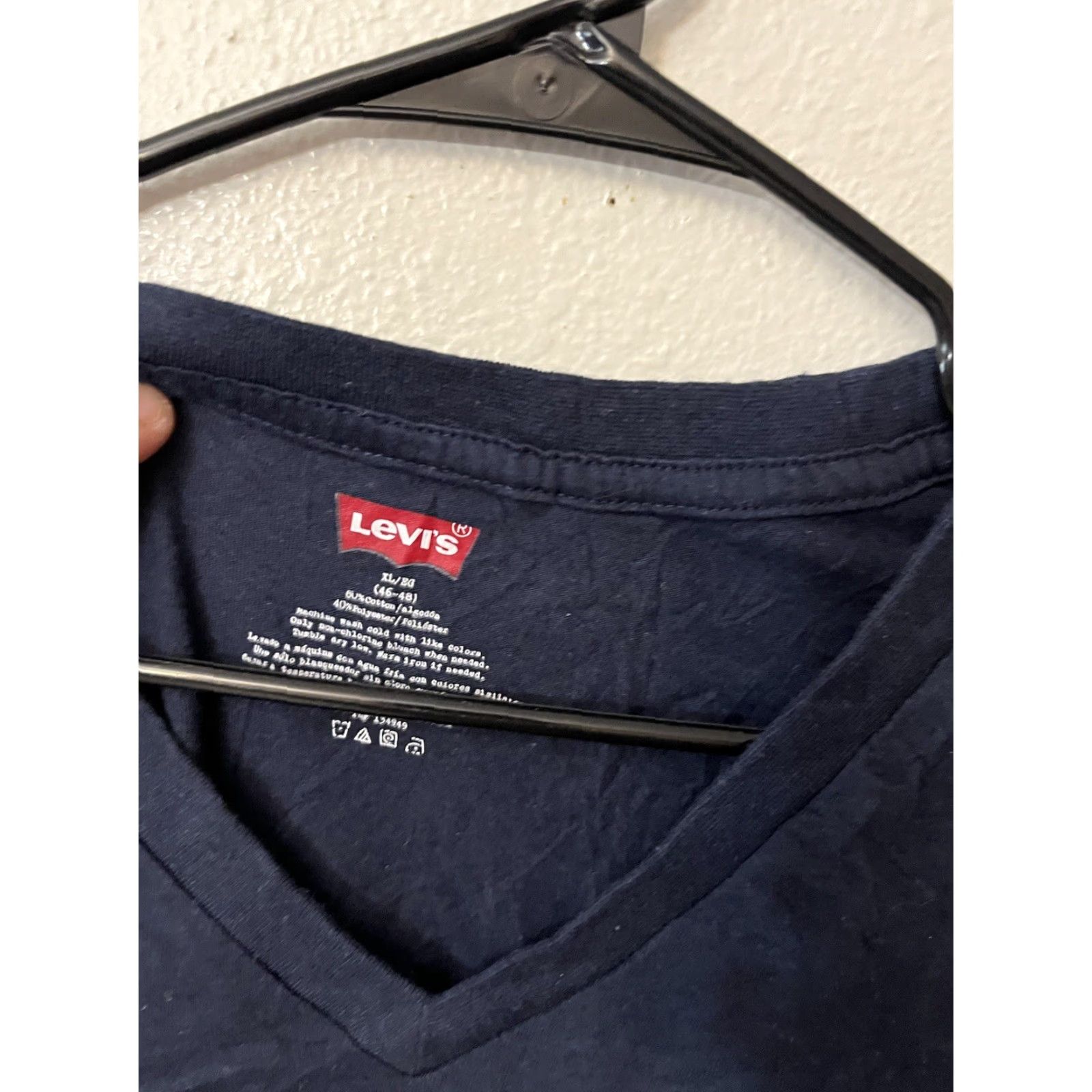 Levi's LEVIS MENS LONG SLEEVE T SHIRT Sz XL Navy Blue Solid Sleepwear T Size US XL / EU 56 / 4 - 2 Thumbnail