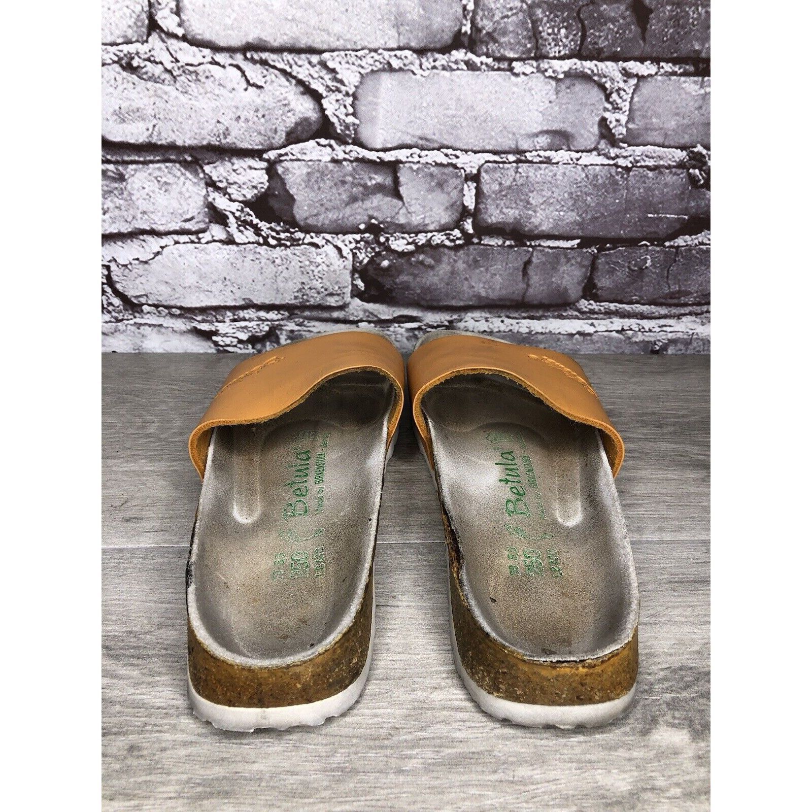 Birkenstock Betula Birkenstock Orange Leather Cork Strap Slide Sandals W Size US 8.5 / IT 38.5 - 10 Thumbnail
