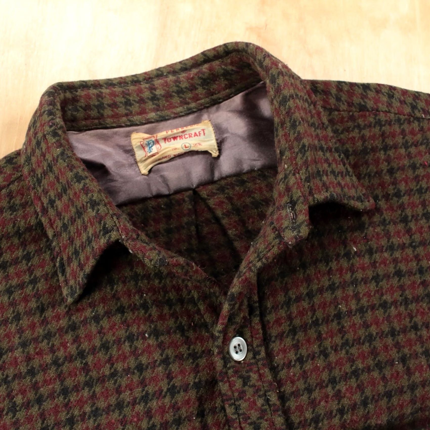 Towncraft VINTAGE PENNEYS TOWNCRAFT Shirt Mens LARGE Wool Flannel Plaid Button-Up 50s 60s Size US L / EU 52-54 / 3 - 7 Thumbnail