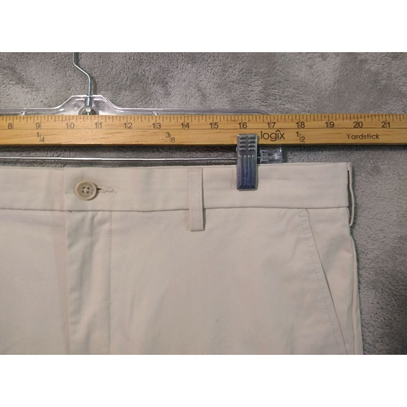 Croft & Barrow Croft & Barrow Pants Mens 38x30 Khaki Classic Flat Front Easy Care Stretch Cotton Polyester Spandex Beig e Size US 38 / EU 54 - 3 Thumbnail
