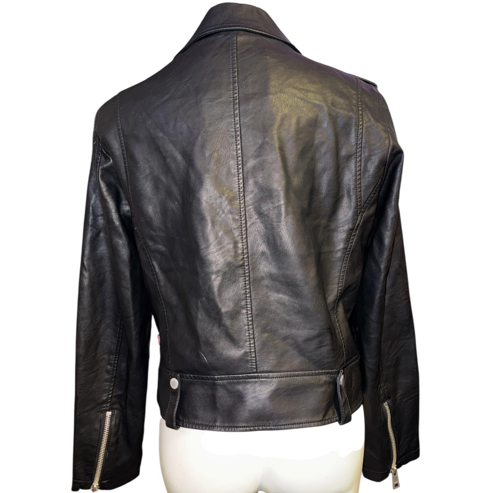 Unknown London Black Ladies Leather Levi Strauss Biker Jacket Size M Size ONE SIZE - 3 Thumbnail