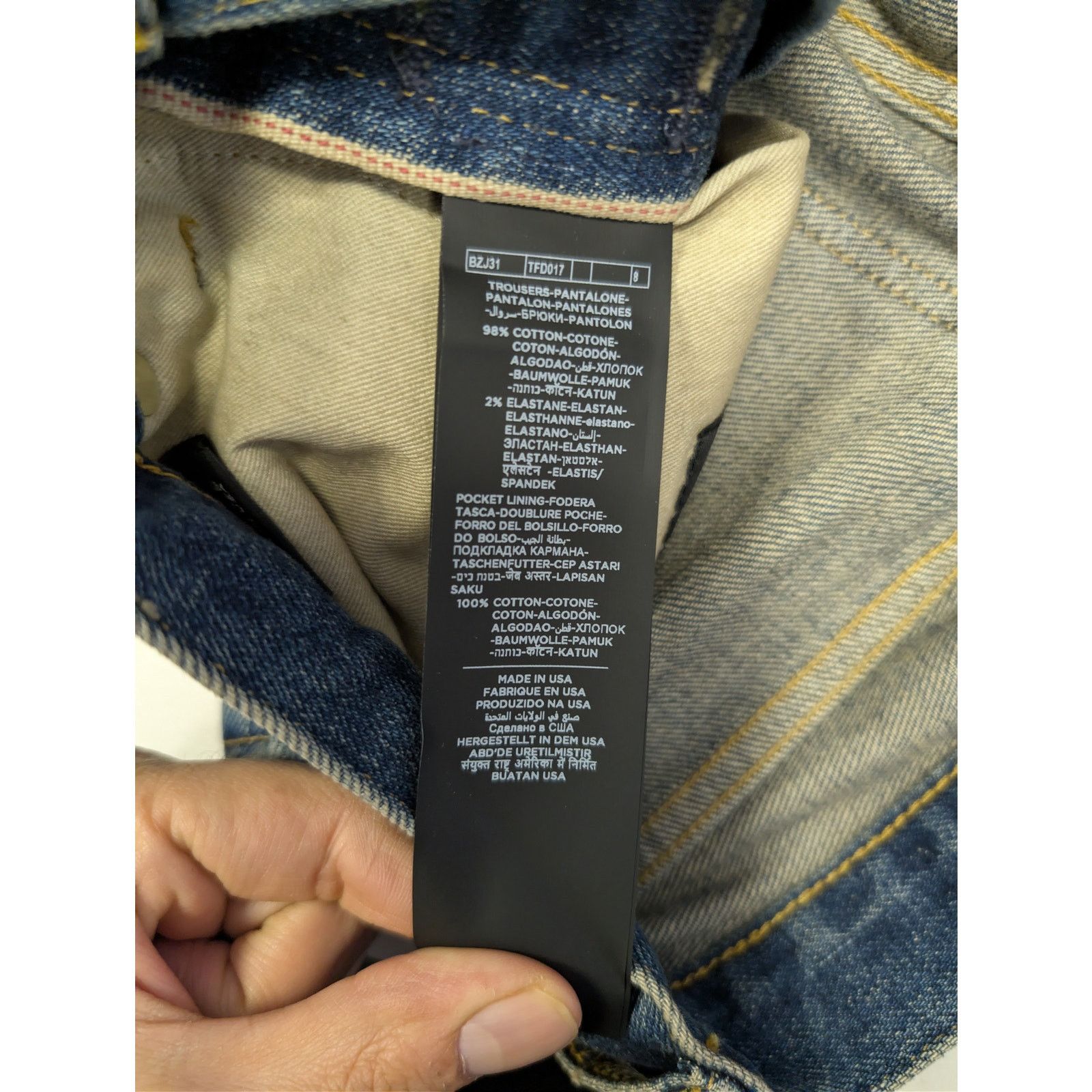 Tom Ford o1rshd1 Tapered Fit Denim Jeans in Indigo Blue Size US 32 / EU 48 - 18 Thumbnail