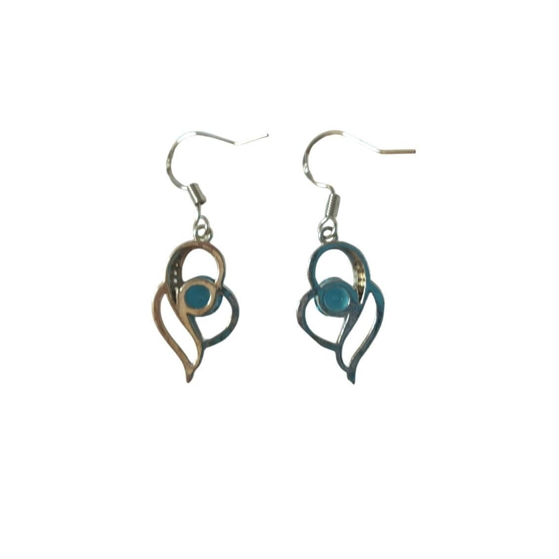 The Unbranded Brand Blue Clear CZ Heart Dangle Earrings Sterling Silver Size ONE SIZE - 3 Thumbnail