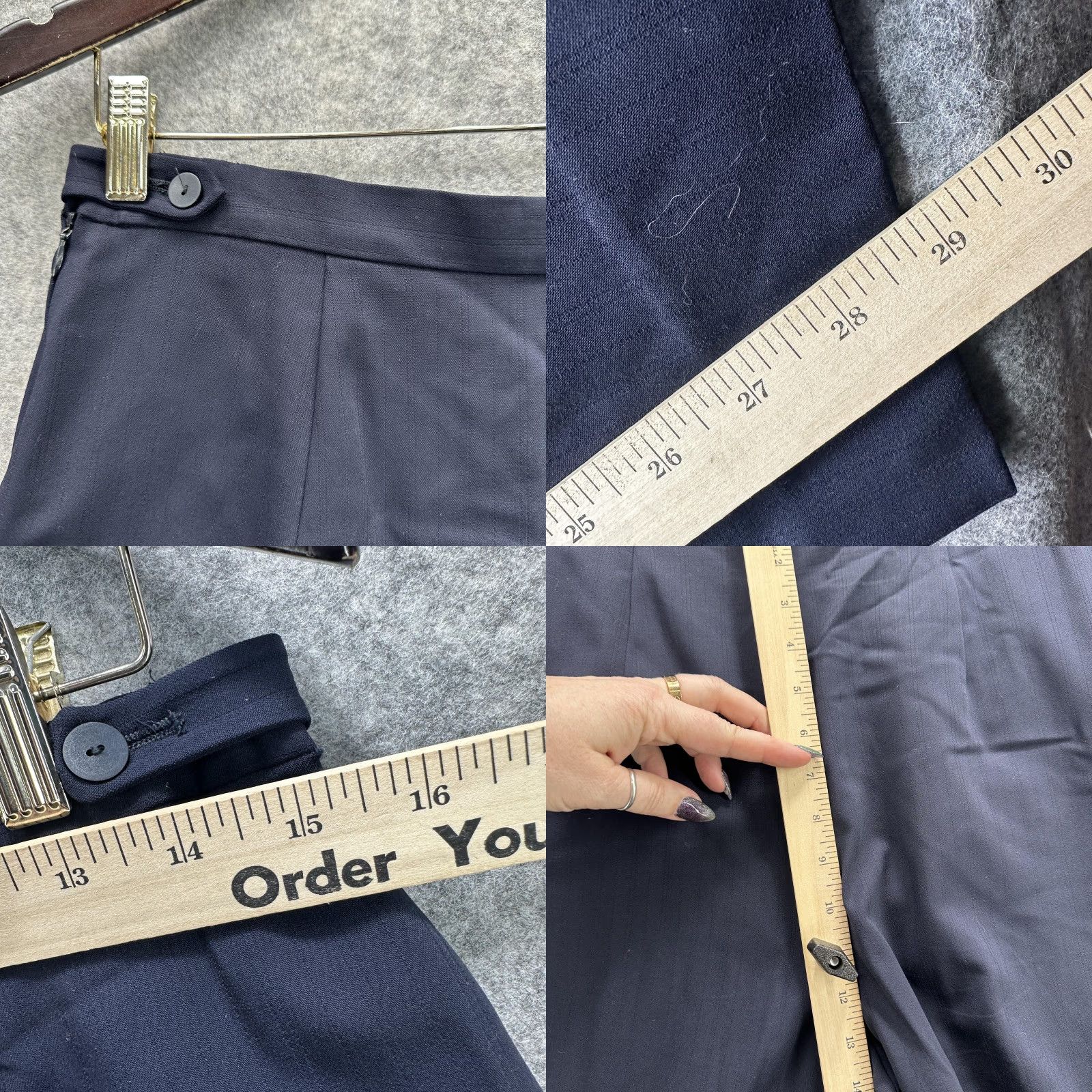 Giorgio Armani Giorgio Armani Le Collezioni Pants Womens 10 Navy Wool Pleated Tapered Zip Lined Pockets Workwear Made in Italy Size 32" / US 10 / IT 46 - 8 Thumbnail