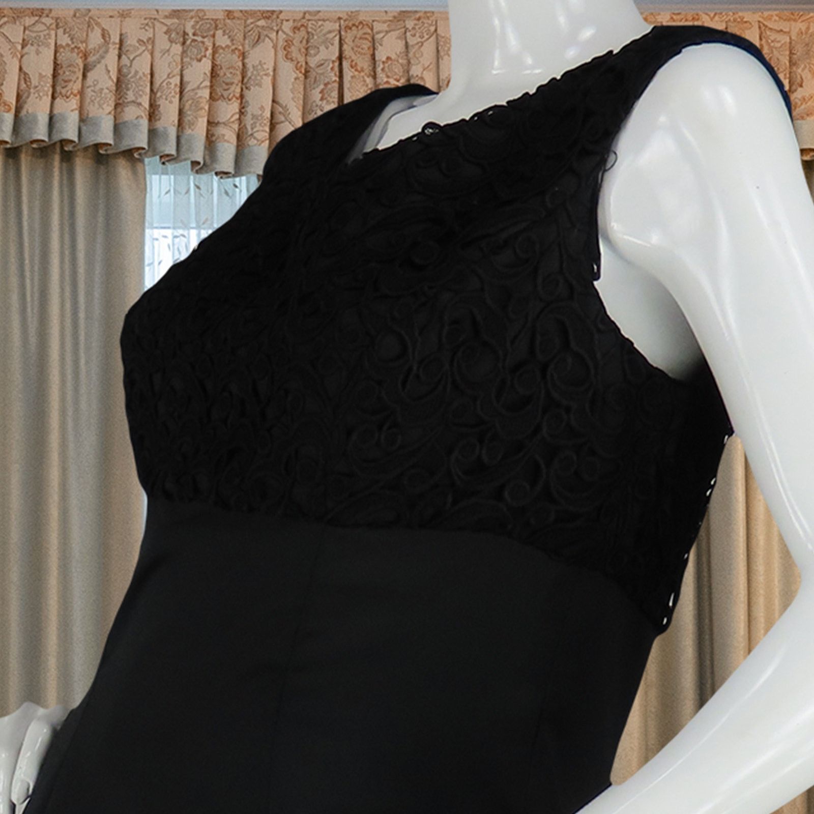 Other Elegant Vintage Black Embroidered Evening Gown Maxi Dress M Size M / US 6-8 / IT 42-44 - 8 Thumbnail