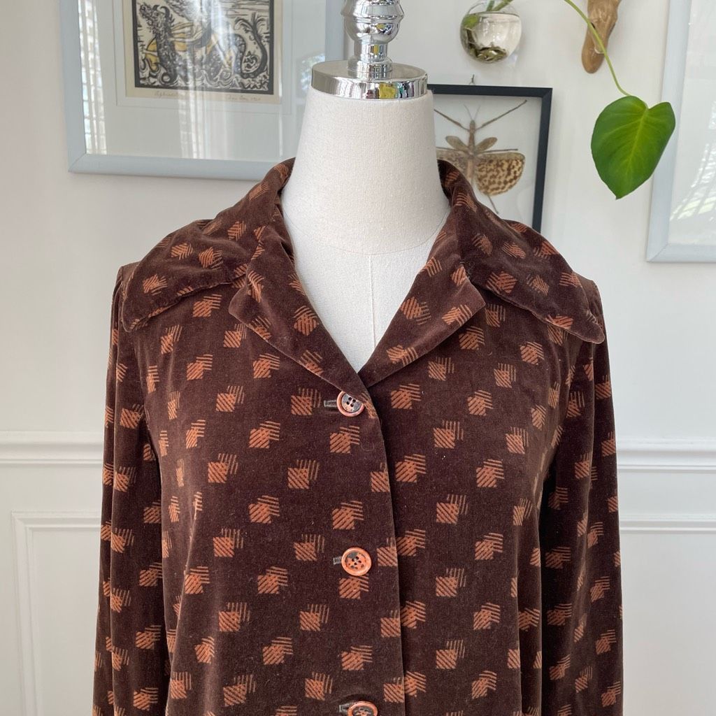 Vintage Vintage 70s Gloria Sachs Velveteen Barrymore Dagger Collar B Size M / US 6-8 / IT 42-44 - 2 Thumbnail
