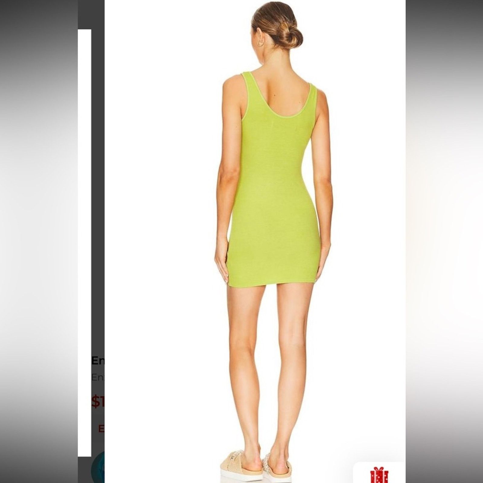 Enza Costa NEW Enza Costa $200 Lime Green Silk Rib Tank Mini Dress XS Size XS / US 0-2 / IT 36-38 - 3 Thumbnail