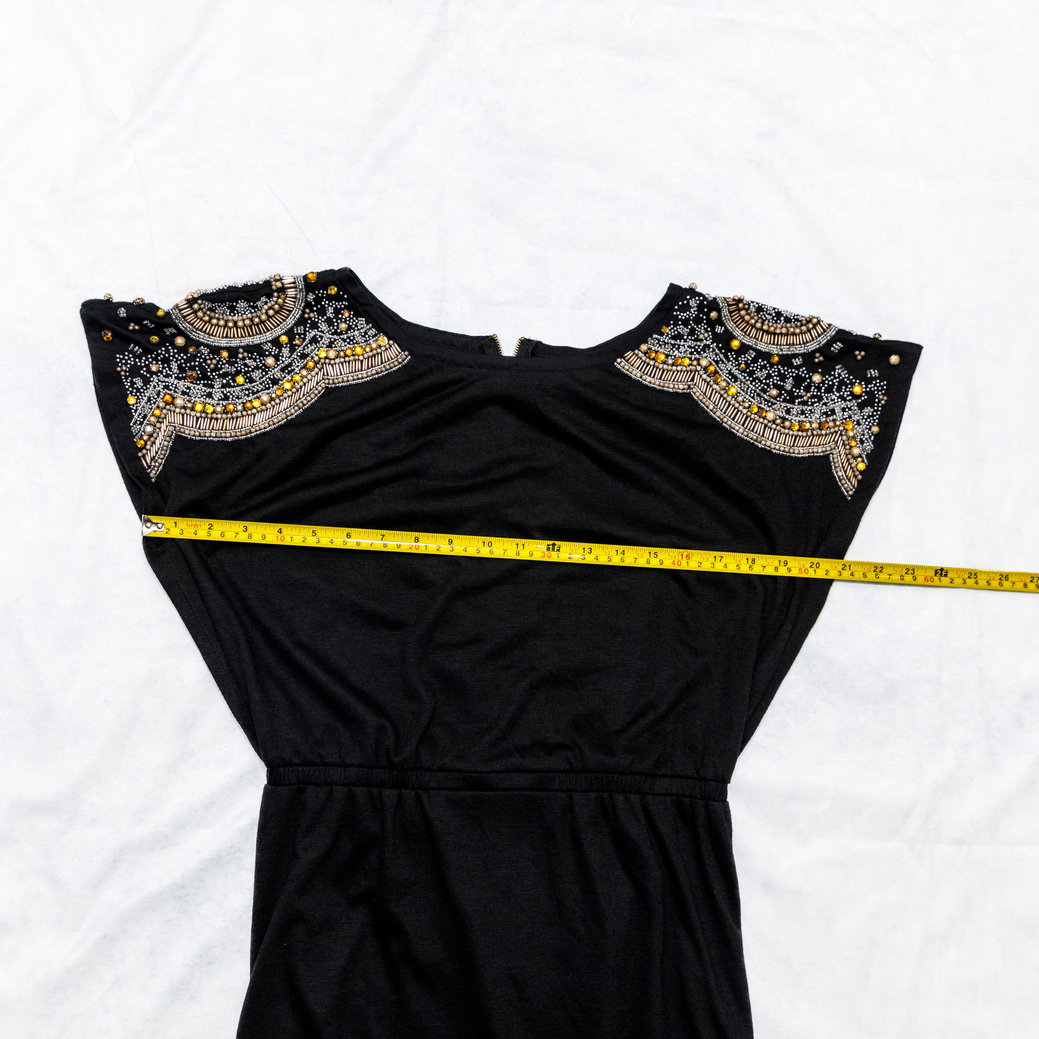 Other Isabel Lu Wool Studded Beaded Rhinestone Mini Black Dress Size S / US 4 / IT 40 - 9 Thumbnail