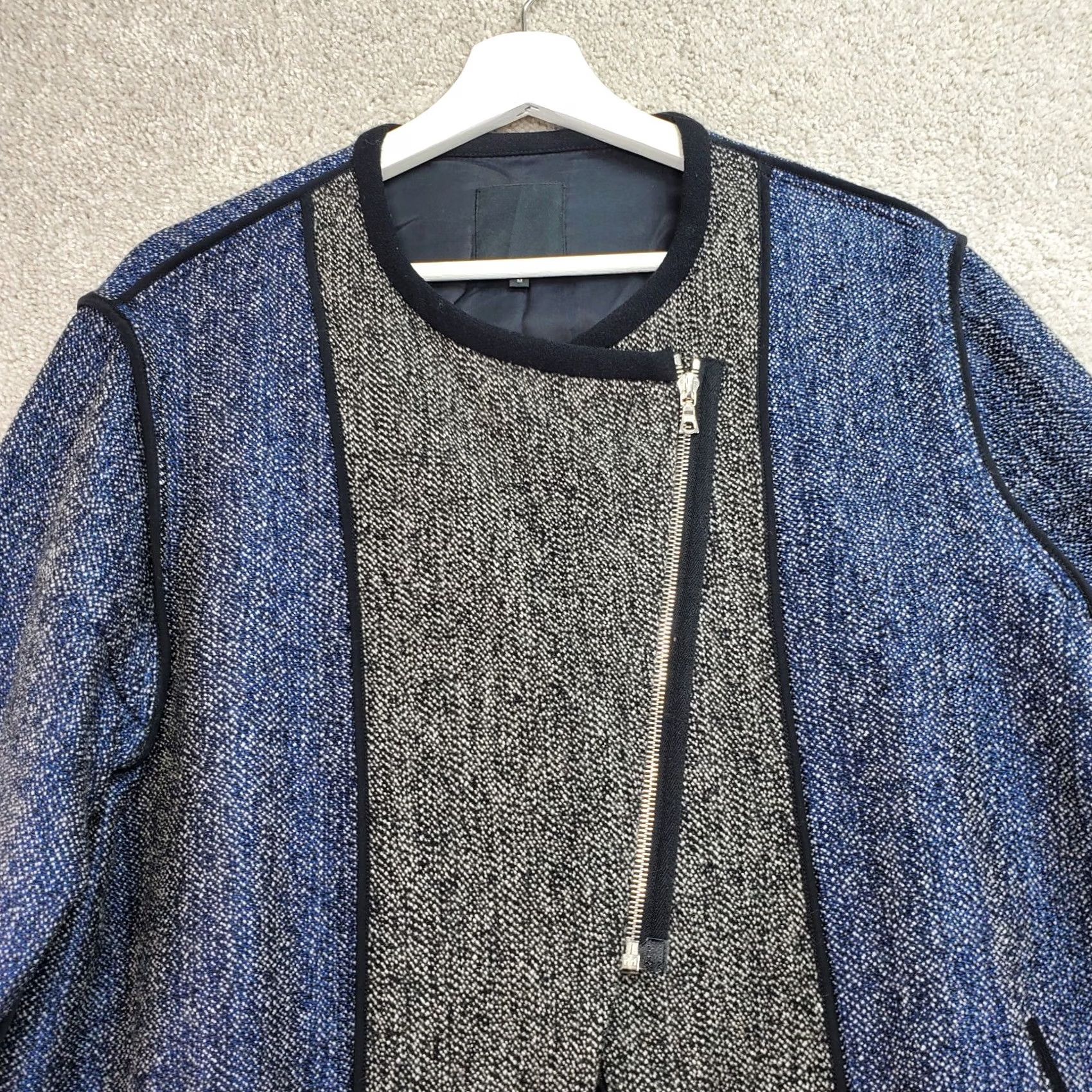 Marissa Webb Marissa Webb Jacket Womens Medium Gray Blue Wool Asymmetrical Zip Cropped Phoebe Size M / US 6-8 / IT 42-44 - 3 Thumbnail