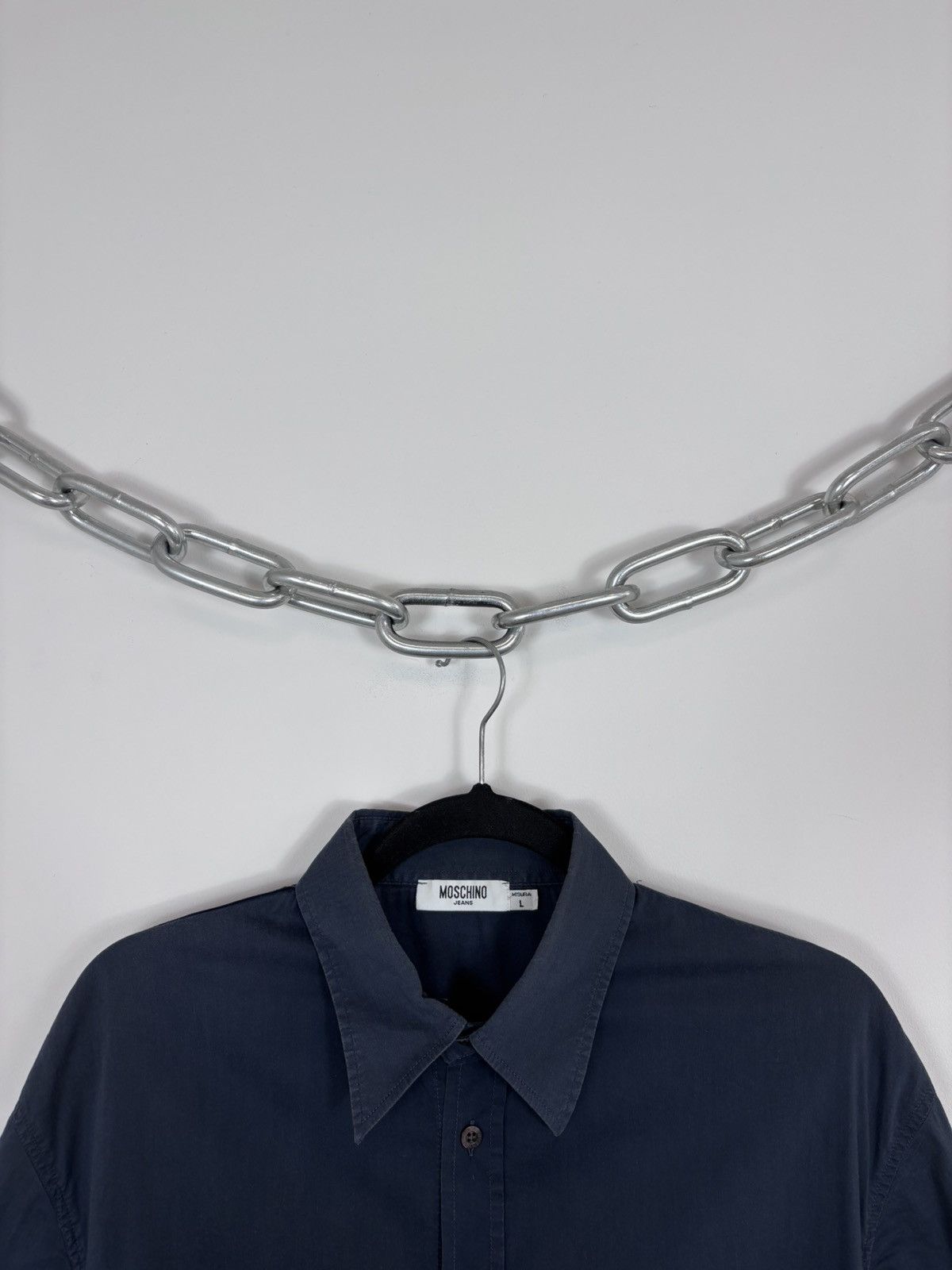 Moschino Vintage Moschino Jeans Men’s Navy Blue Short Sleeve Shirt Size US L / EU 52-54 / 3 - 3 Thumbnail