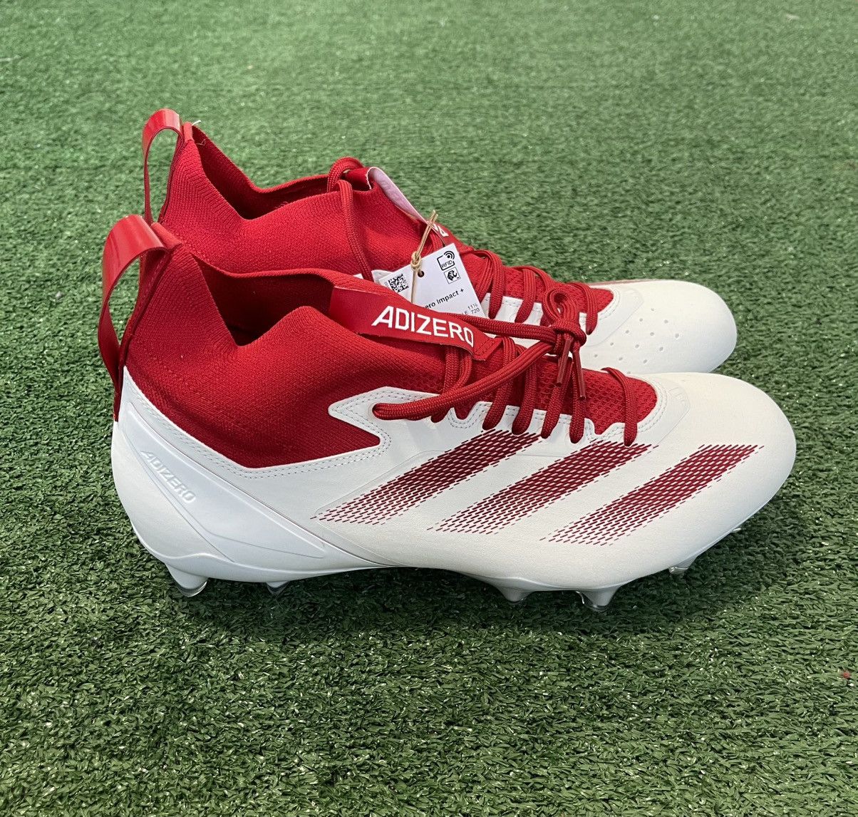 Adidas ADIDAS SM ADIZERO IMPACT+ FOOTBALL CLEATS WHITE RED IH0569 Size US 12 / EU 45 - 1 Thumbnail