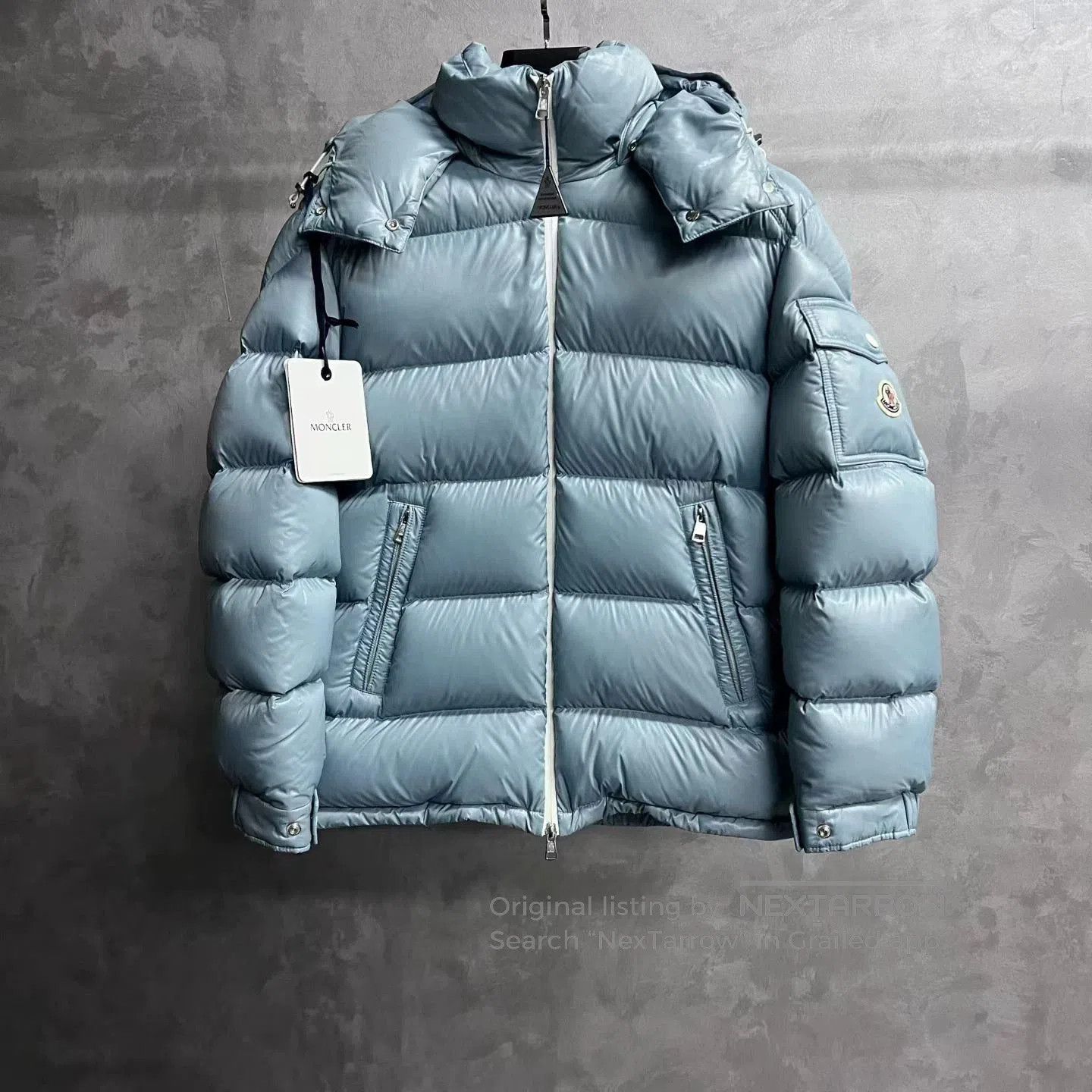 Moncler Moncler Blue Hooded Down Jacket. Size S / US 4 / IT 40 - 1 Thumbnail