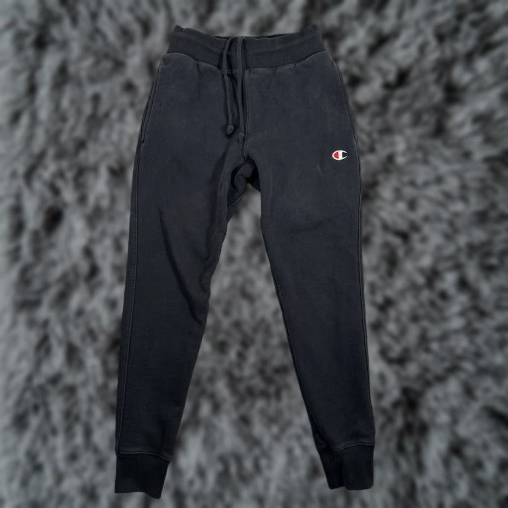 Champion Reverse Weave Sweatpants Joggers Mens Small Pockets Heavy Streetwear Black Cotton Polyester