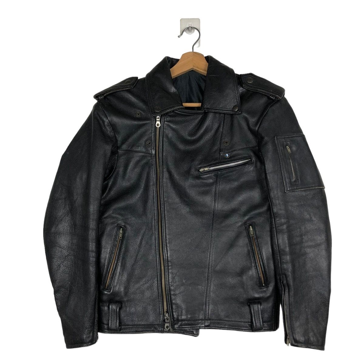 Japanese Brand 🔥VINTAGE LEATHER JACKET BIKER DOUBLE COLLAR ISSEY MIYAKE Size US M / EU 48-50 / 2 - 10 Thumbnail