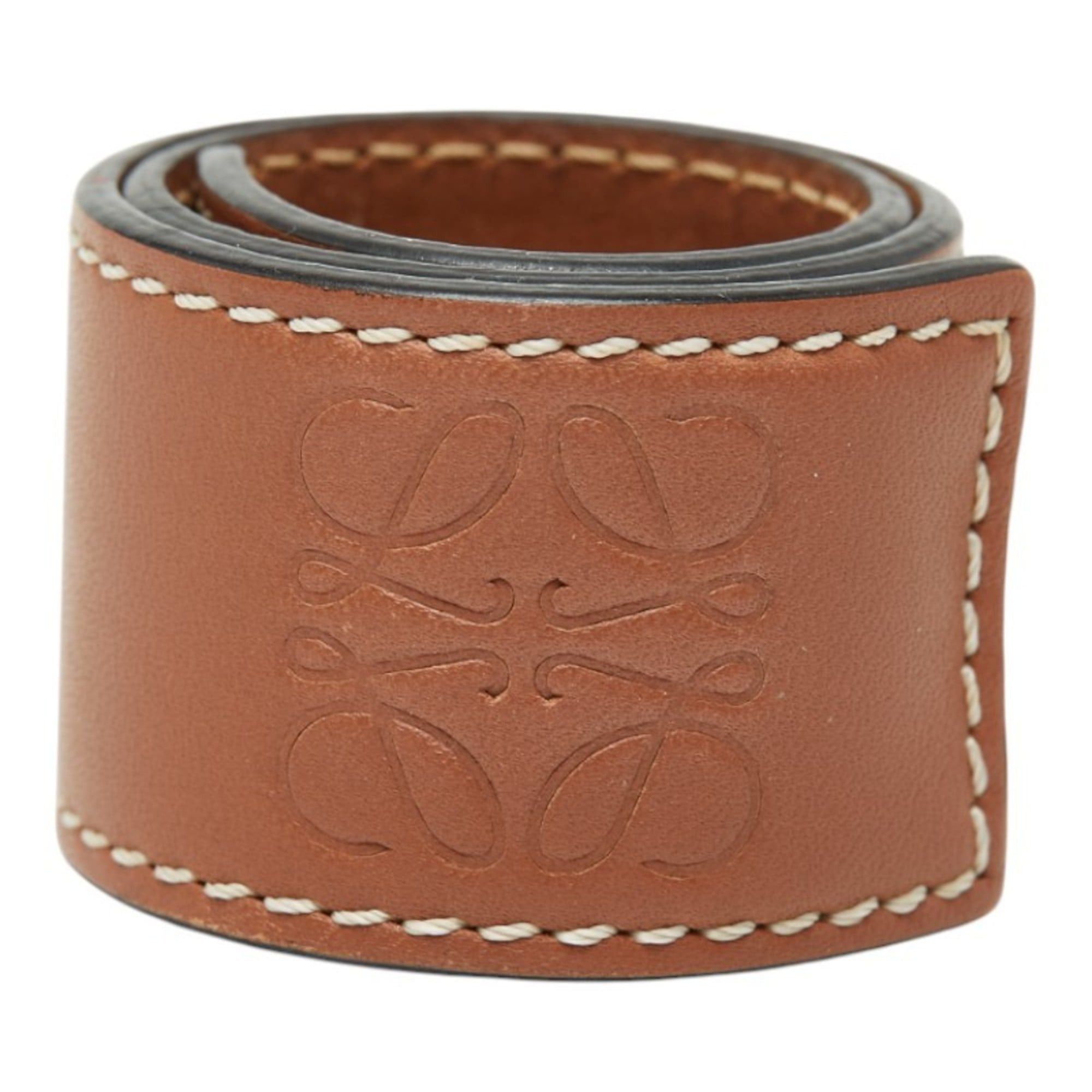 Loewe LOEWE Anagram Slap Bracelet, Small, Brown Leather, Women's Size ONE SIZE - 1 Thumbnail