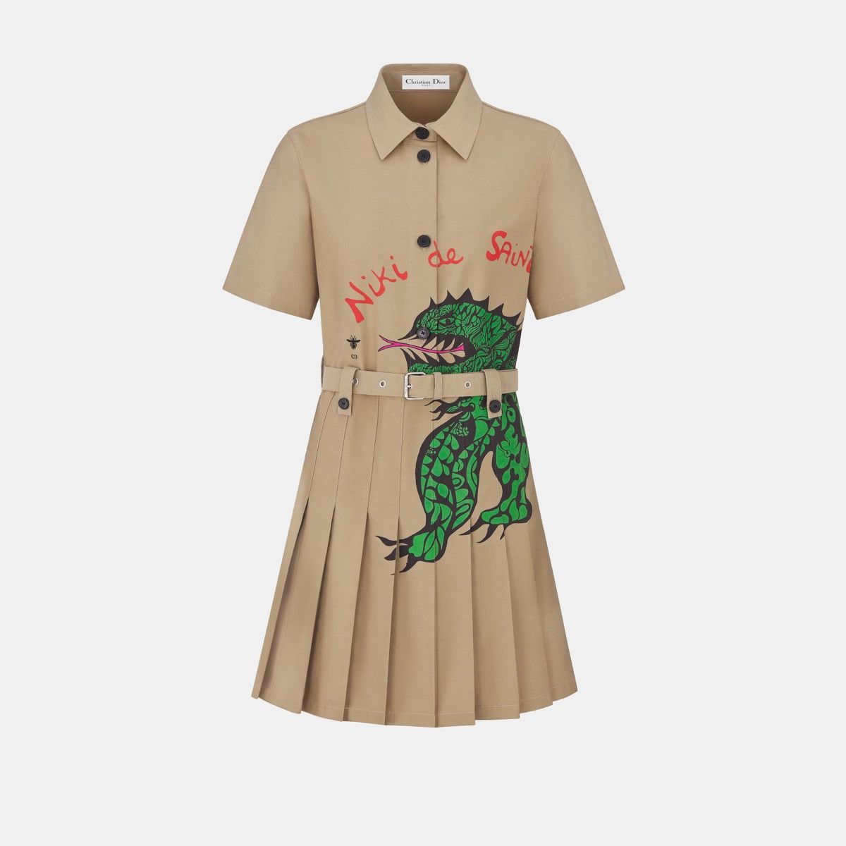o1bcso1str0225 Pleated Shirt Dress in Beige