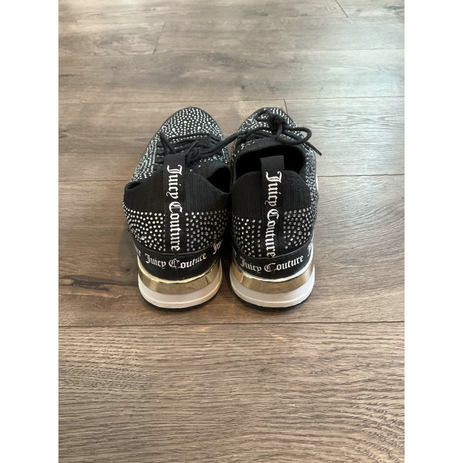 Juicy Couture Juicy Couture Bellamy Embellished Sneakers Women 7.5 Black Crystal Bling Lace Up Athletic Sneaker Comfort Memory Foam Manmade Outsole Textile Upper Size US 7.5 / IT 37.5 - 4 Thumbnail
