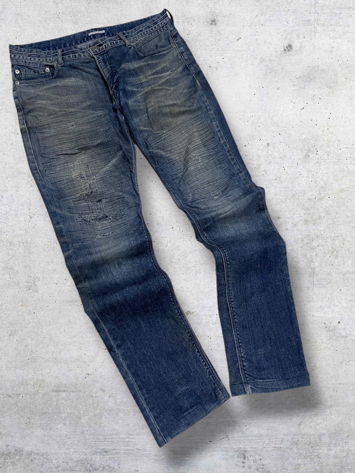 semanticdesign RARE VINTAGE HIGH STREET JAPAN CRAFTMANSHIP DISTRESSED DENIM Size US 33 - 2 Thumbnail