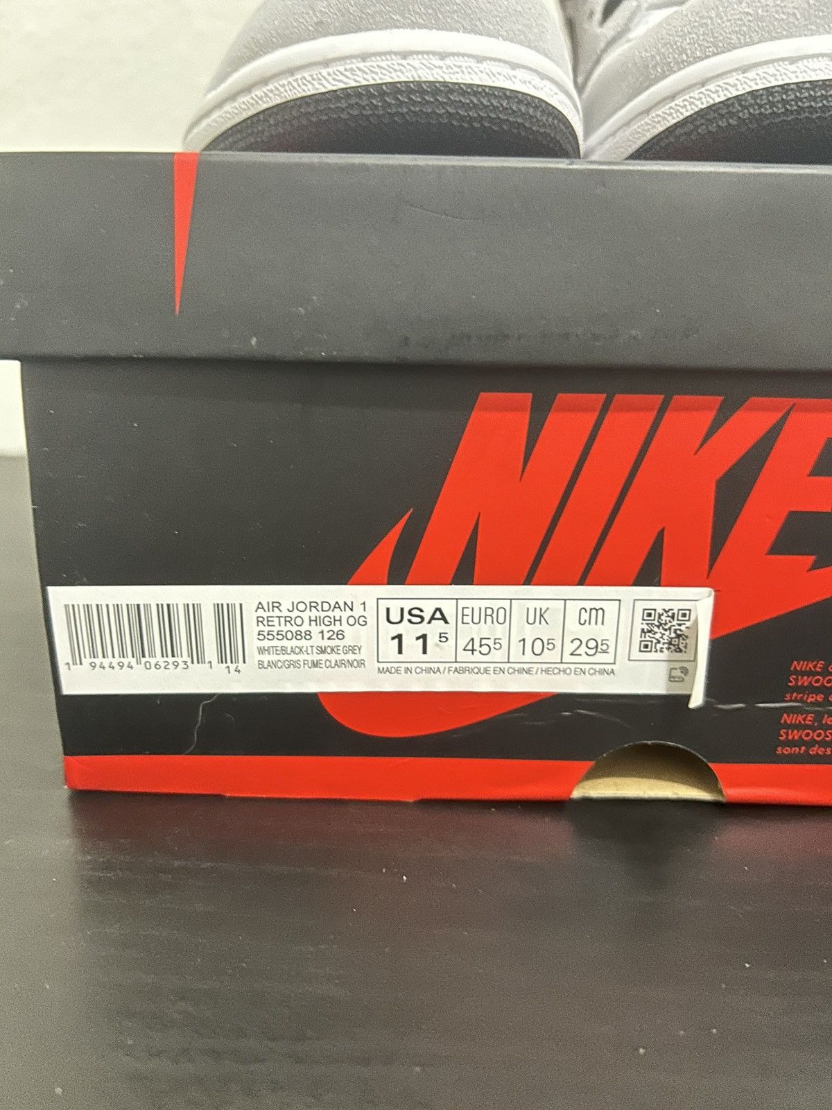 Jordan Brand × Nike Jordan 1 High Smoke Grey Size US 11.5 / EU 44-45 - 6 Thumbnail