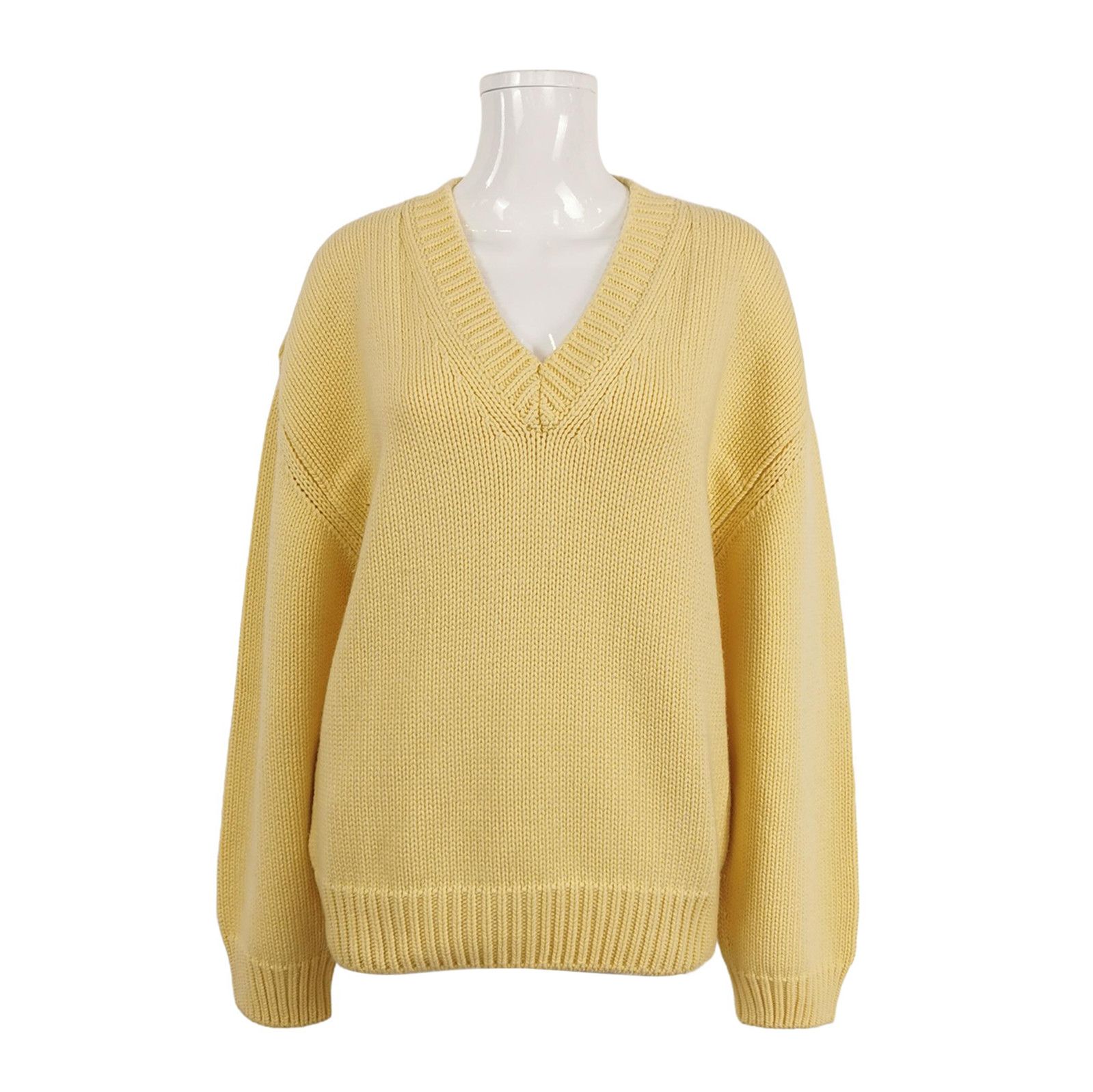 Prada Prada Yellow V-Neck Long Sleeve Sweater 0089 Size S / US 4 / IT 40 - 1 Thumbnail