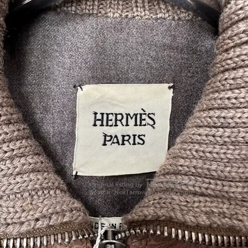 Hermes Hermes Chocolate Brown Leather Knit Patchwork Jacket Size XS / US 0-2 / IT 36-38 - 4 Thumbnail