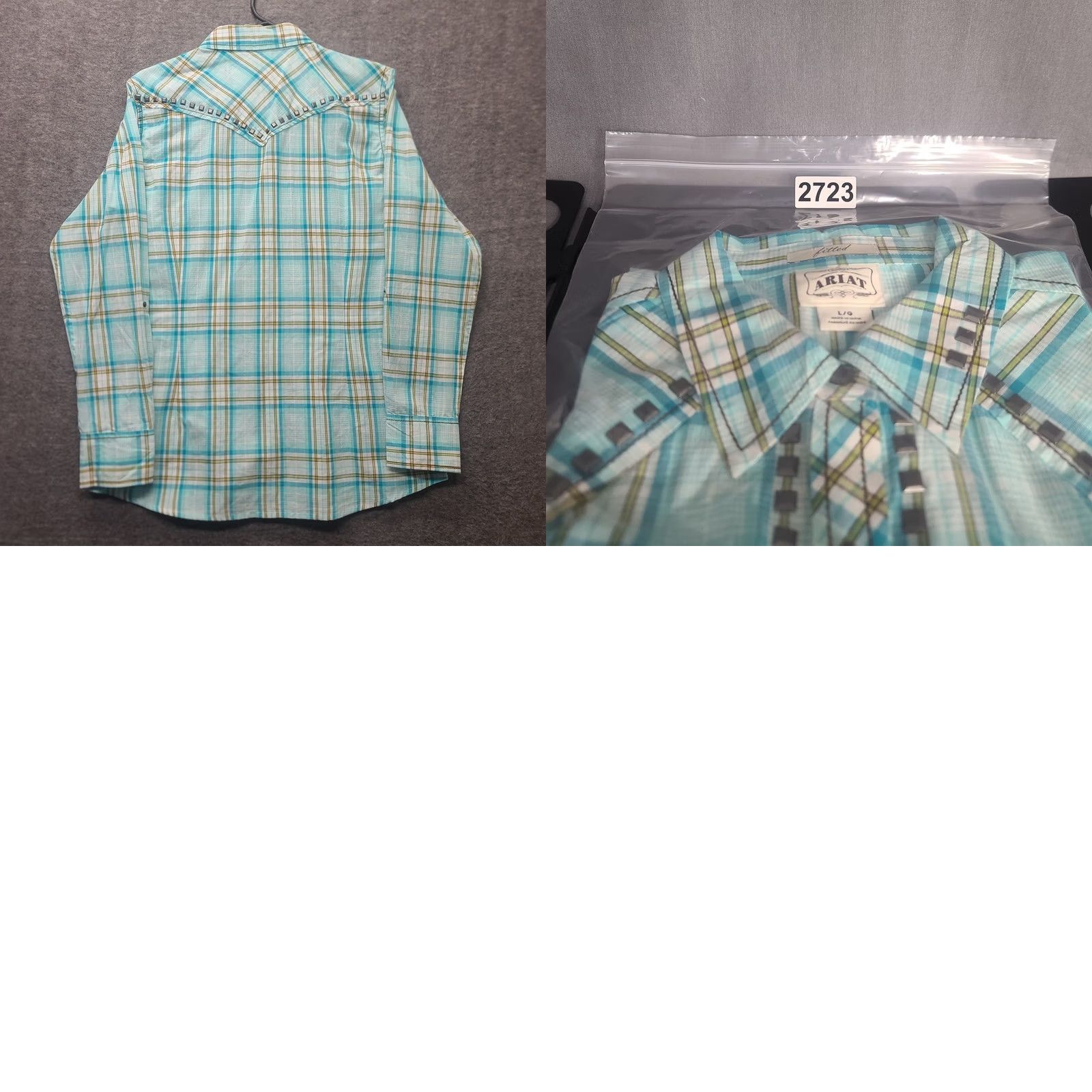 Ariat Ariat Button-Up Shirt Womens L Fitted Long Sleeve Cowgirl Rodeo Studded Plaid Multicolor Size L / US 10 / IT 46 - 9 Thumbnail
