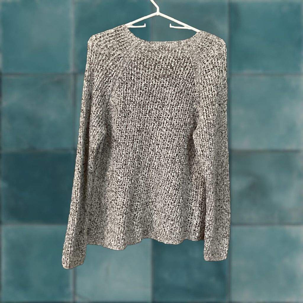 Eileen Fisher VINTAGE Eileen Fisher Sweater Women Petite L Gray 100% Cotton Loose Knit Long Sleeve Pullover with Pockets Size L / US 10 / IT 46 - 1 Thumbnail