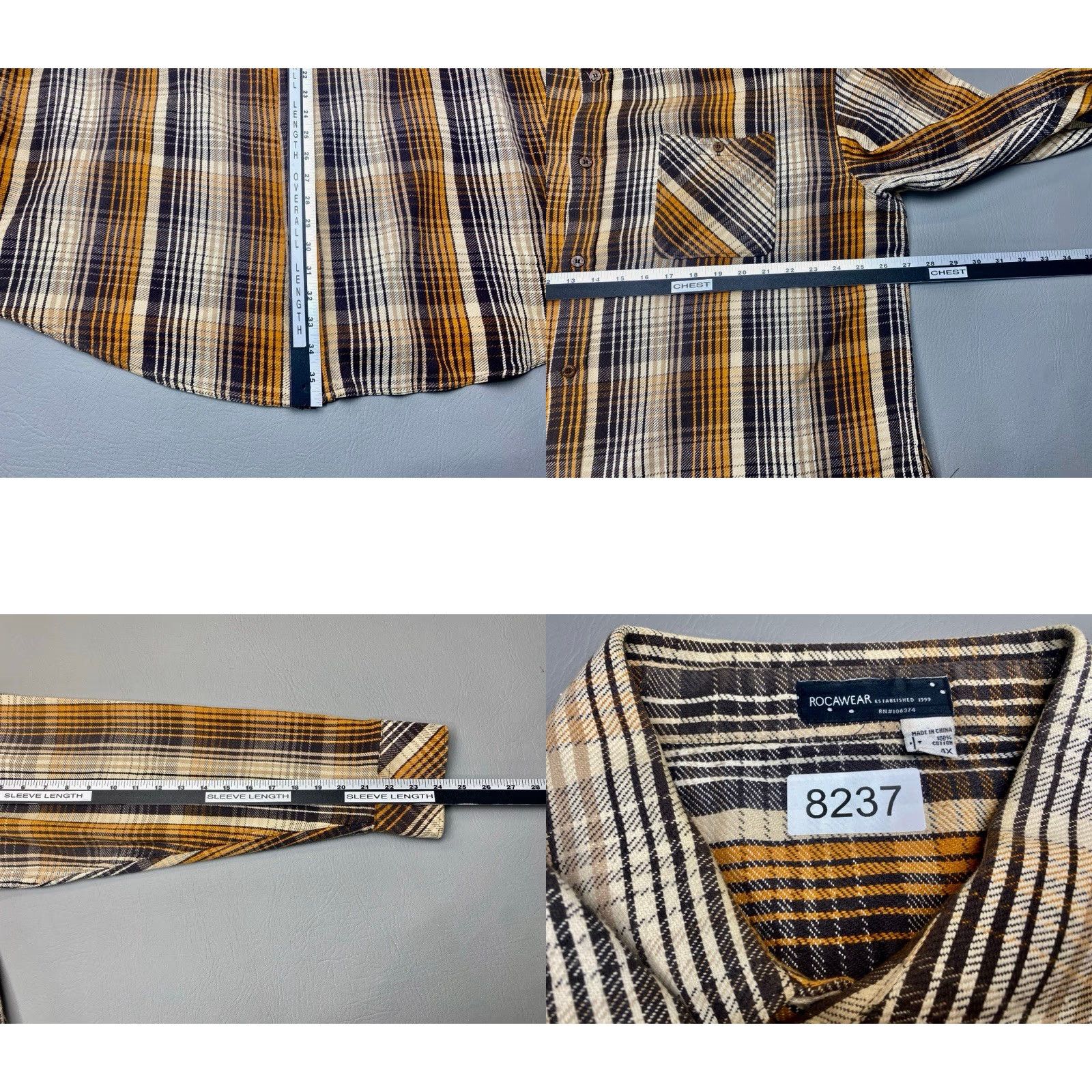 Rocawear Rocawear Shirt Mens 4XL Brown Plaid Cotton Heavy Flannel Outdoor Classic Button Size US XXL / EU 58 / 5 - 8 Thumbnail
