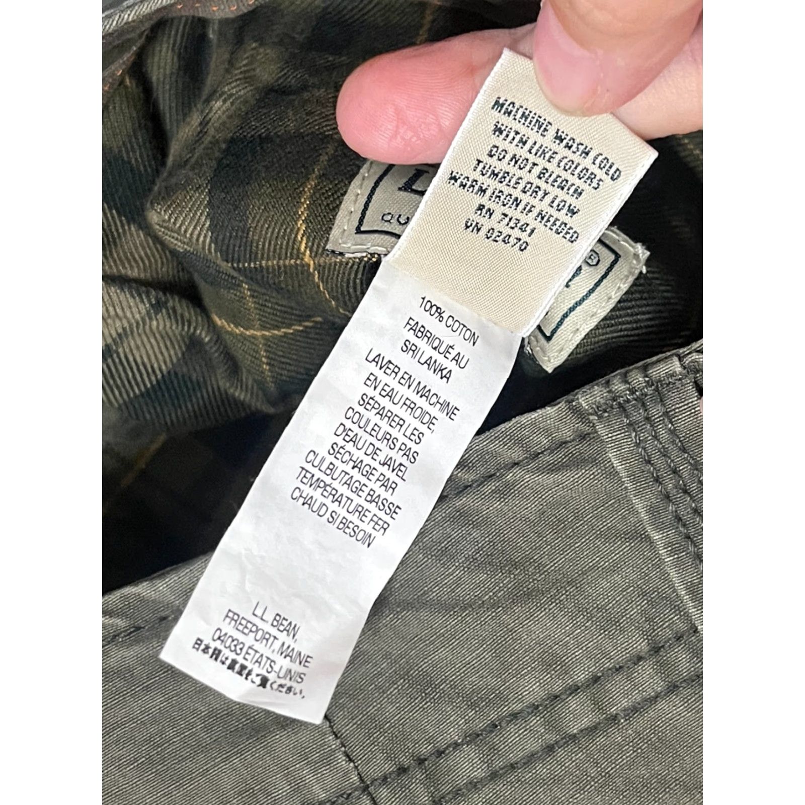 Vintage L.L. Bean Pants Men's 35x29 Green Lined Cargo Pockets Cotton Regular Straight Flat Front Size US 35 - 5 Thumbnail