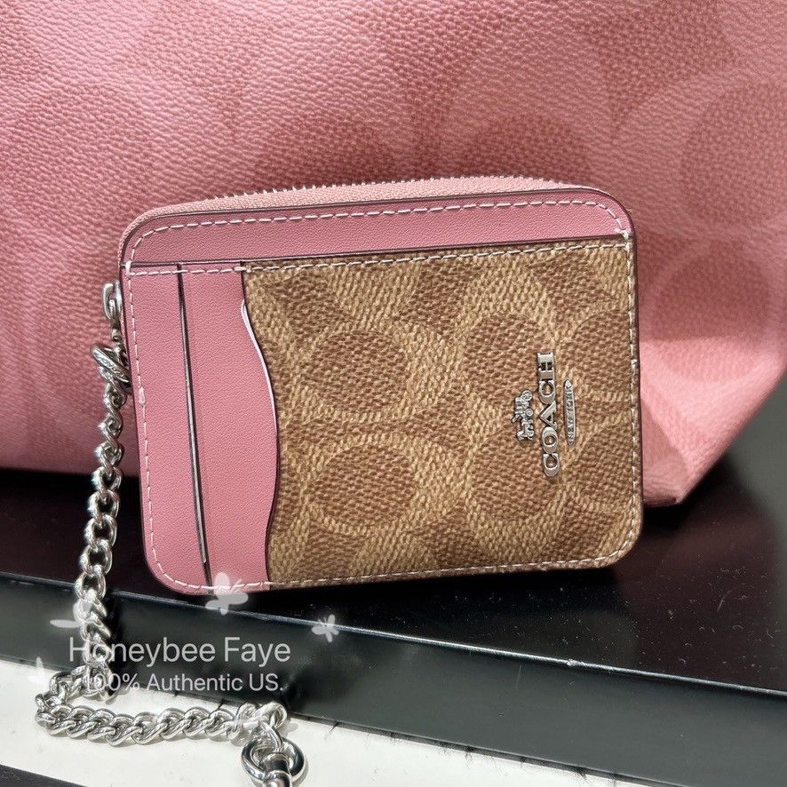 Coach Zip Card Case In Signature Canvas CW883 Size ONE SIZE - 3 Thumbnail