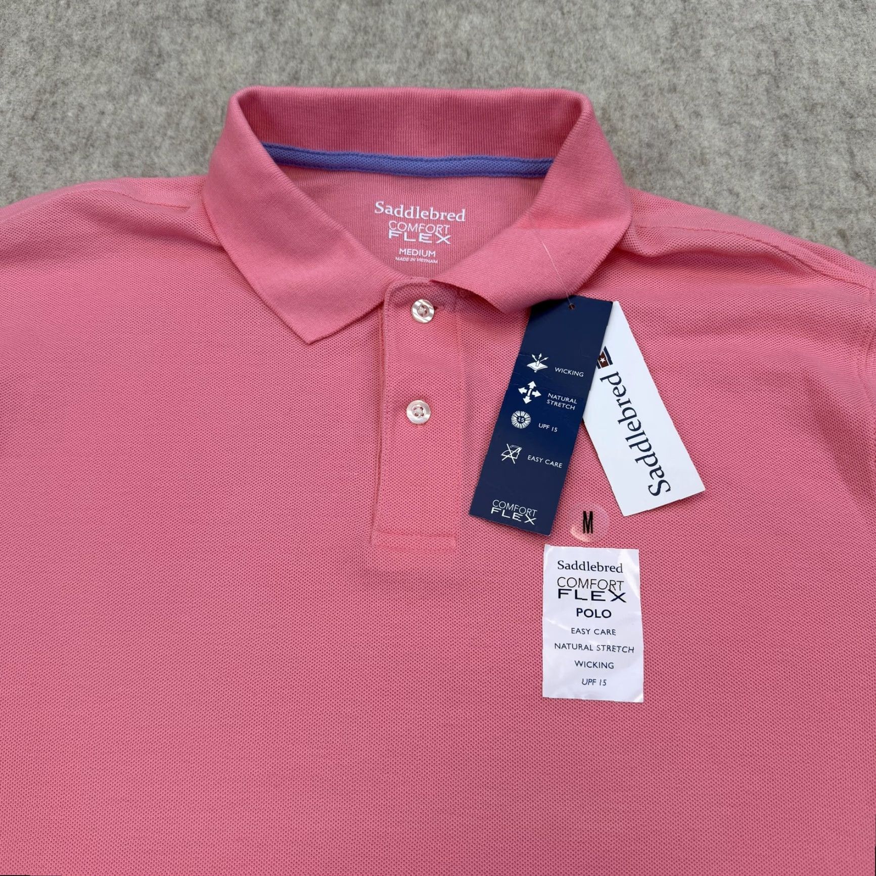 Vintage Saddlebred Polo Shirt Mens Medium Pink Comfort Flex Moisture Wicking UPF 15 Size US M / EU 48-50 / 2 - 3 Thumbnail