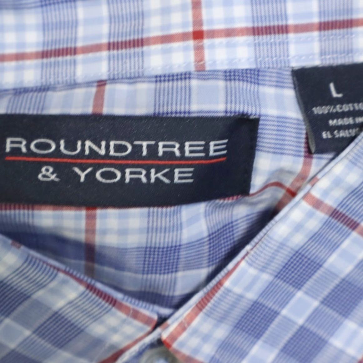 Roundtree & Yorke Roundtree & York Luxury Cotton Plaid Button Up Shirt Blue Men's L Size US L / EU 52-54 / 3 - 5 Thumbnail