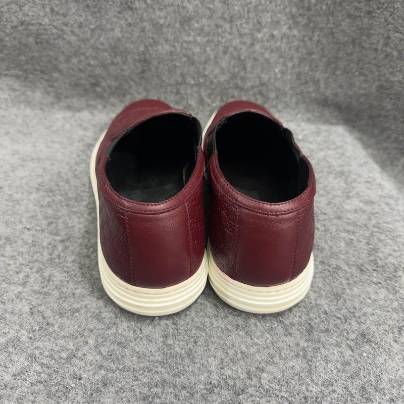 Gucci Gucci Leather Slip-On Fashion Sneakers in Burgundy Size US 7.5 / EU 40-41 - 3 Thumbnail