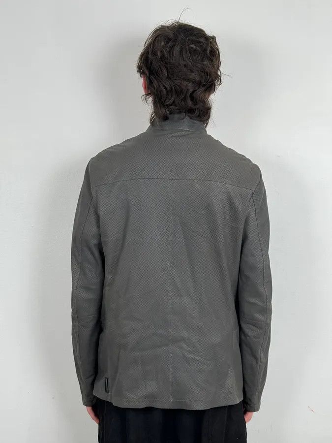 Emporio Armani AW2017 Emporio Armani Grey Leather Perforated Bomber Jacket Size US M / EU 48-50 / 2 - 3 Thumbnail