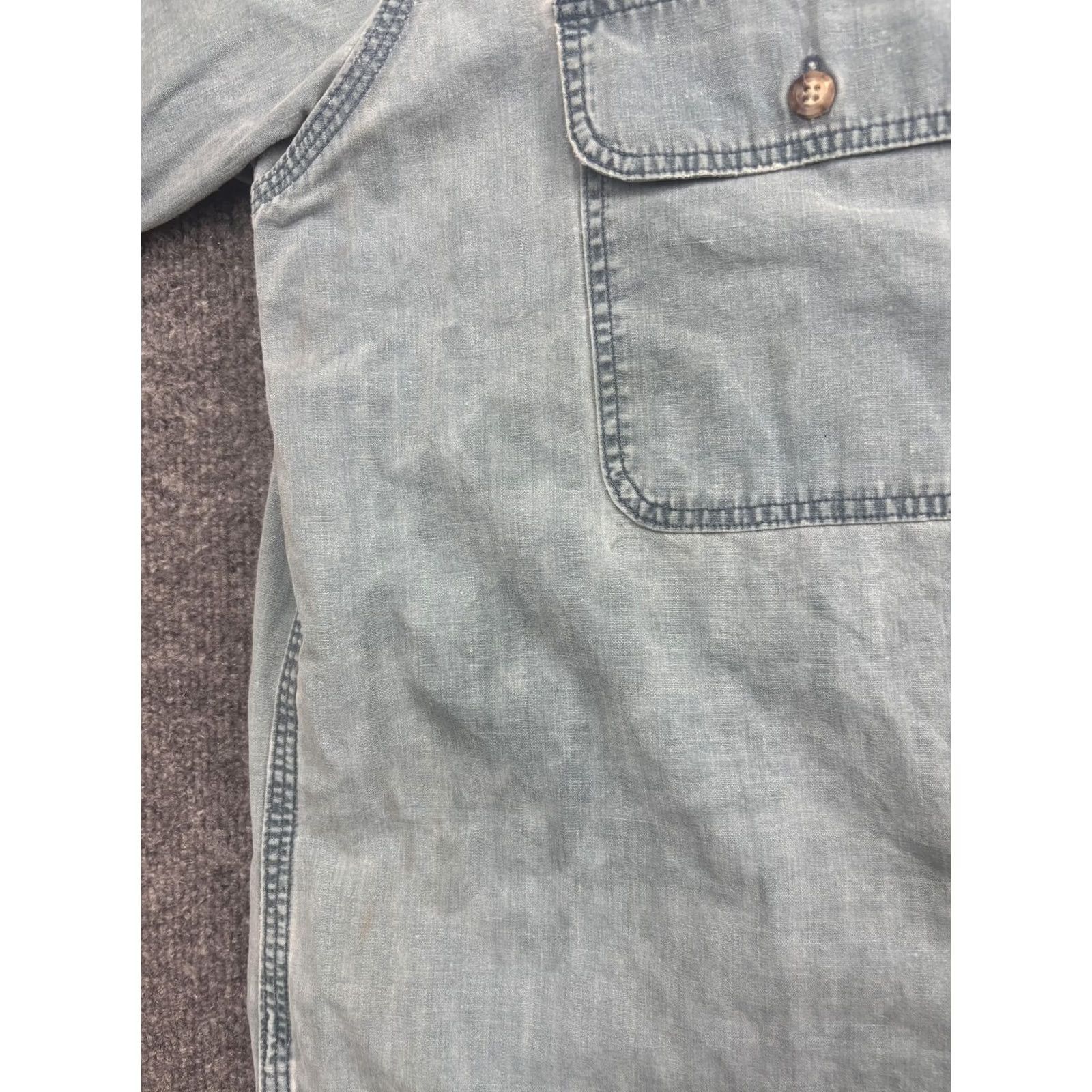 Carhartt VNTG Carhartt Shirt Mens L Blue Chambray Short Sleeve Button Front Workwear Size US L / EU 52-54 / 3 - 5 Thumbnail
