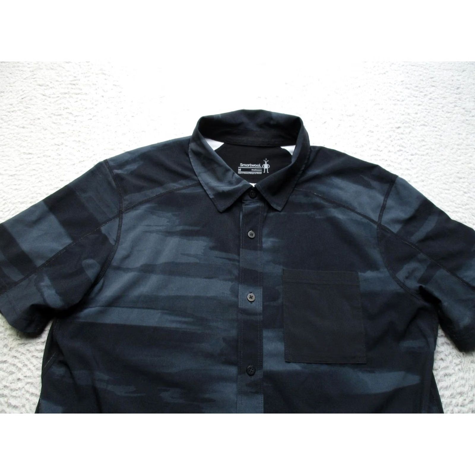 Smartwool Smartwool Shirt Mens Medium Black Stripe Short Sleeve Button Up Merino Casual Size US M / EU 48-50 / 2 - 2 Thumbnail