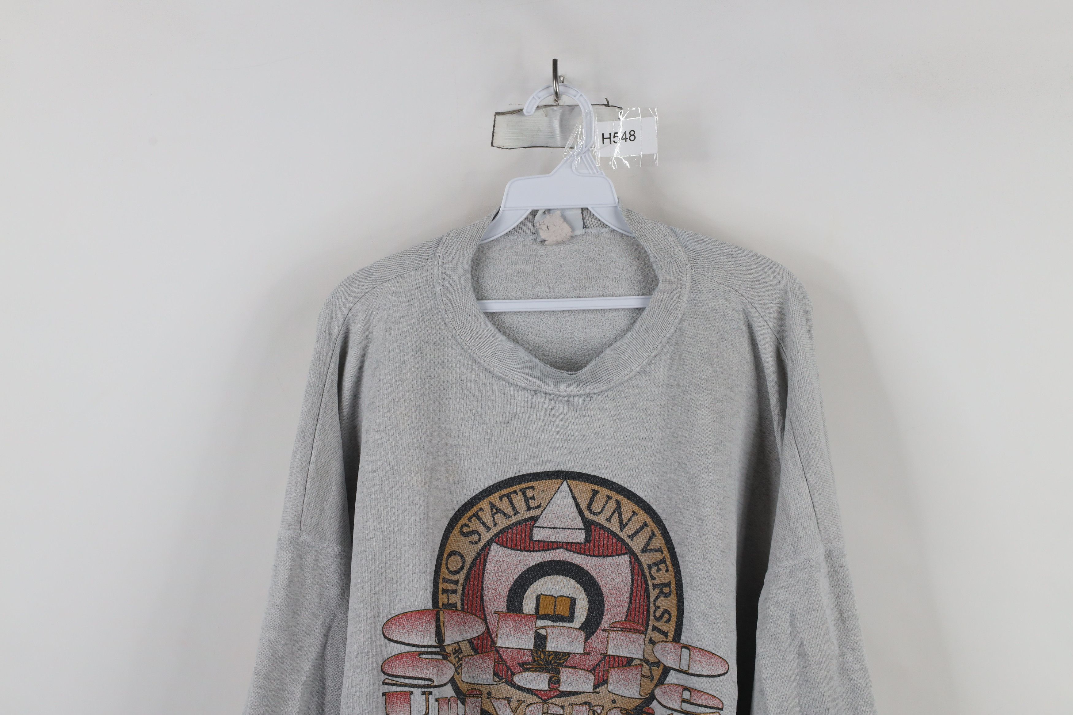 Vintage Vintage 90s Thin Ohio State University Sweatshirt Gray USA Size US XXL / EU 58 / 5 - 2 Thumbnail