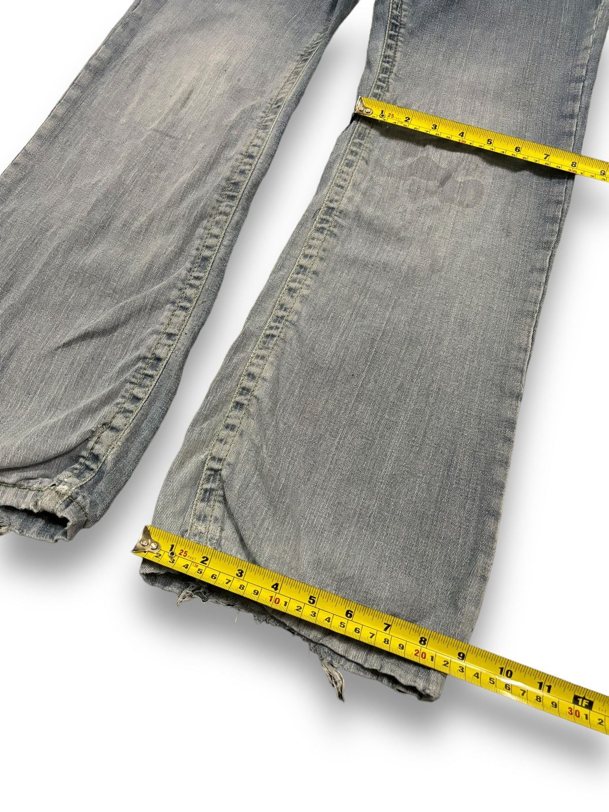 Hysteric Glamour Vintage Japanese Brand Faded Stretch Flare Leg Ripped Jeans Size US 32 / EU 48 - 16 Thumbnail