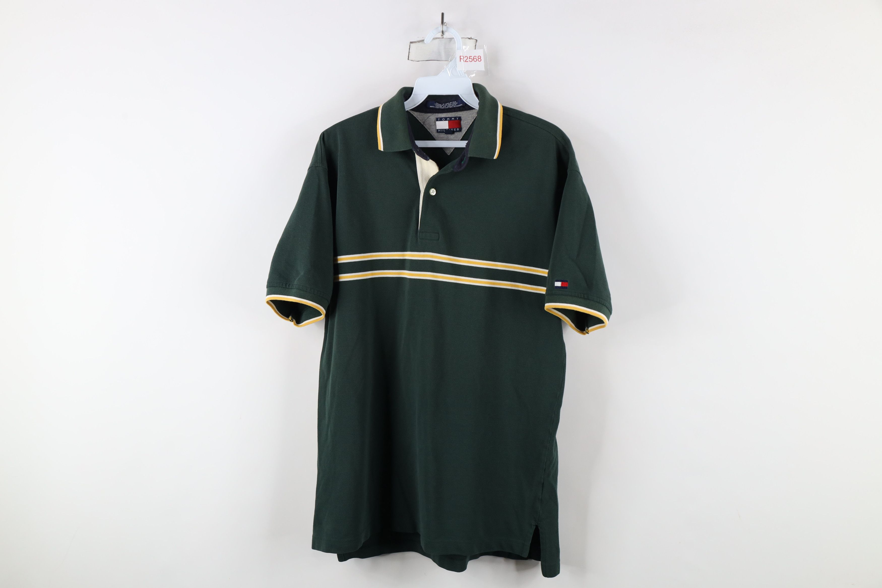 Tommy Hilfiger × Vintage Vintage 90s Tommy Hilfiger Striped Collared Polo Shirt Green Size US S / EU 44-46 / 1 - 1 Thumbnail