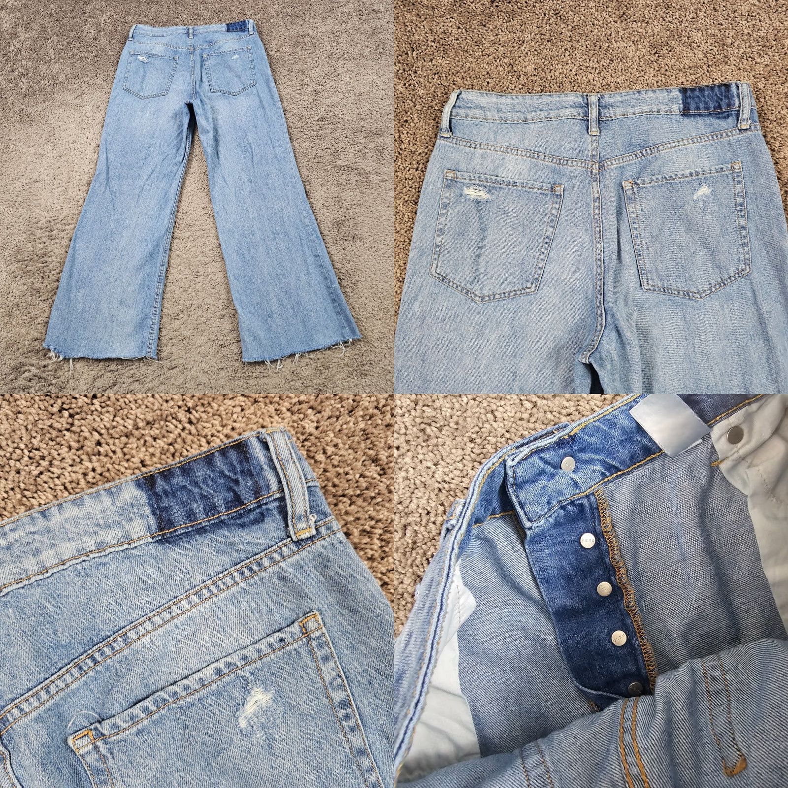 Vintage VINTAGE Aéropostale Jeans Wide Leg **Women’s 12R** Distressed Button Fly Denim 30x30 Light Blue 90s Size 34" / US 12 / IT 48 - 8 Thumbnail