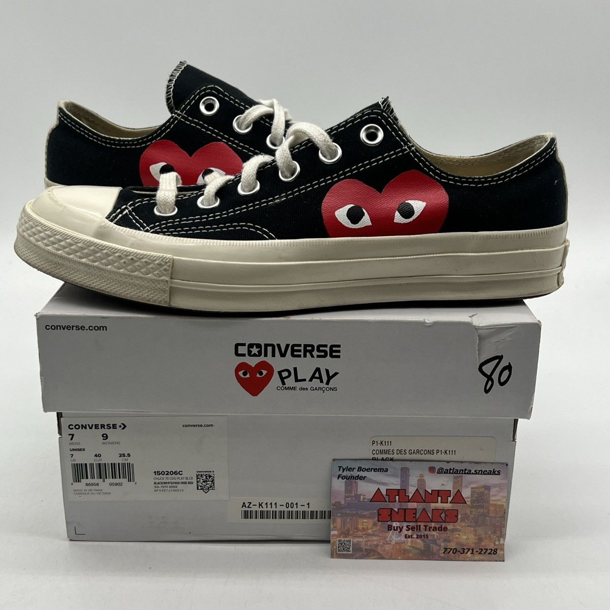 Converse Comme Des garçons play x chuck 70 low black Size US 7 / EU 40 - 1 Thumbnail