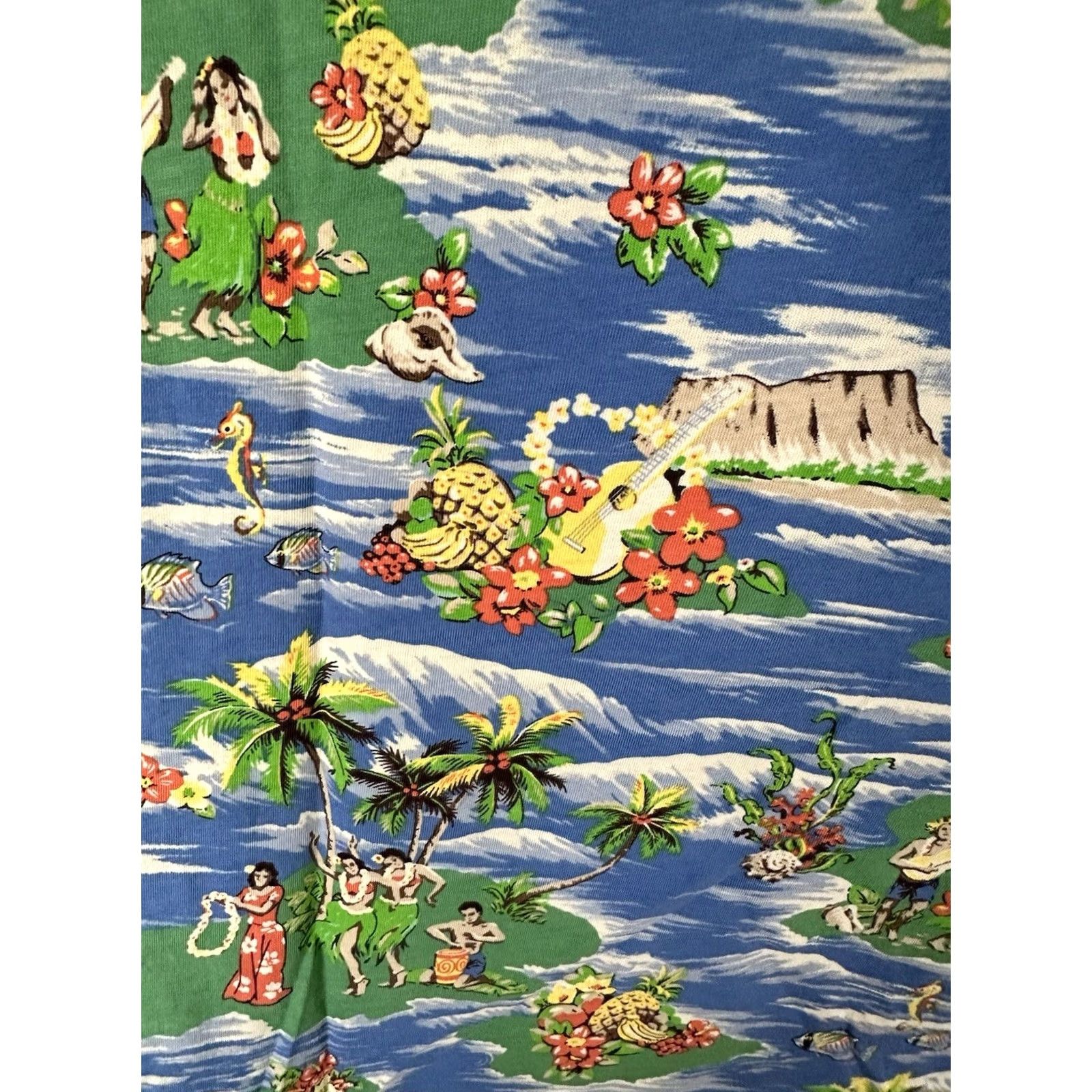 Ralph Lauren Ralph Lauren Polo Mens T-Shirt XS All Over Print Blue Hawaiian Hula Dancers Crew Neck Short Sleeve Logo Size US XS / EU 42 / 0 - 6 Thumbnail