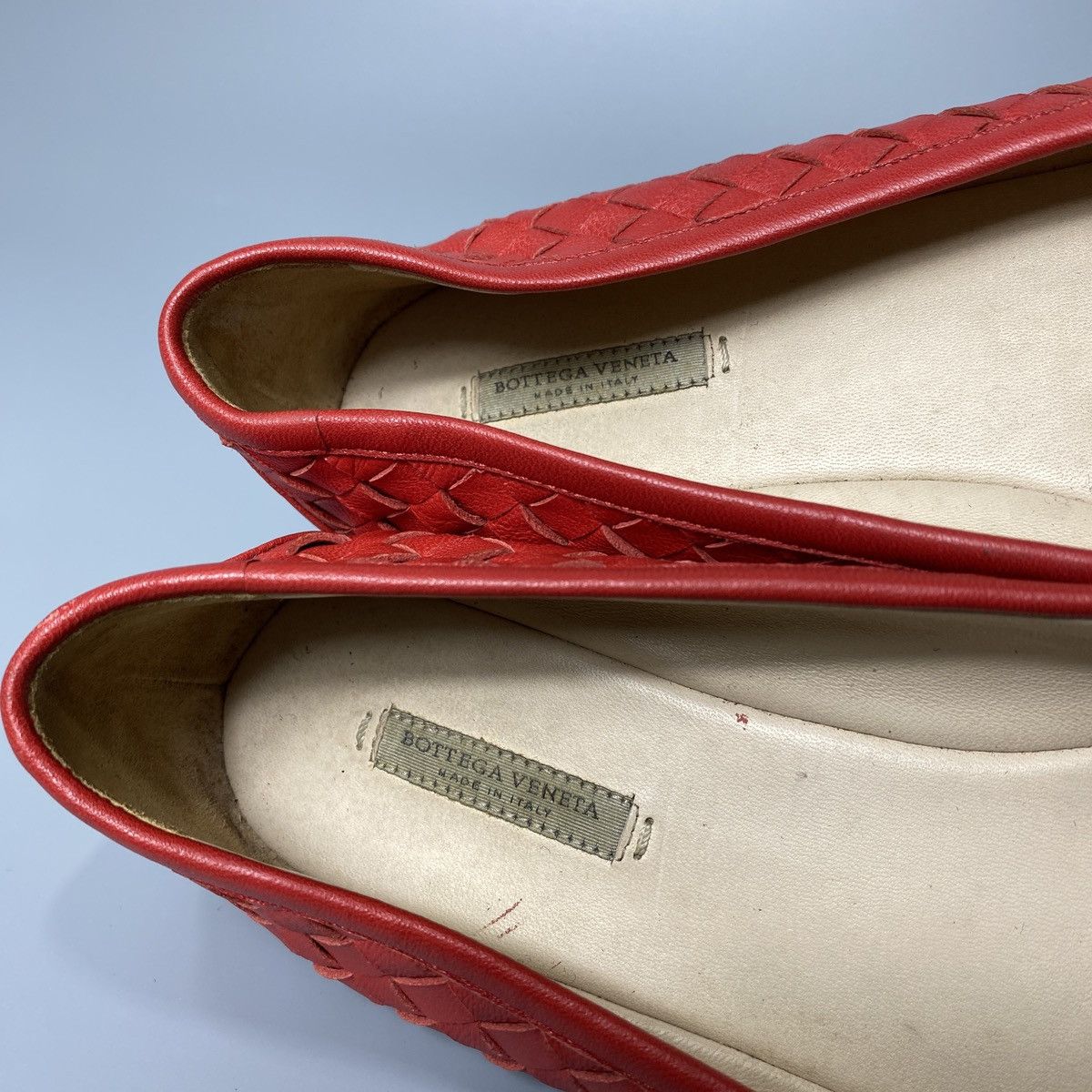 Bottega Veneta Red Leather Woven Ballet Flats Size US 6 / IT 36 - 11 Thumbnail