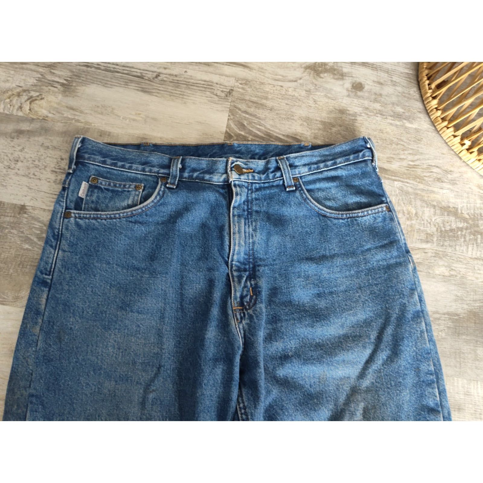 Carhartt VINTAGE Carhartt Jeans Denim Workwear 38x30 Regular Unisex? (Adult) Blue DST B155 Distressed 5-Pocket Zip Closure Workwear Mens Size US 38 / EU 54 - 6 Thumbnail