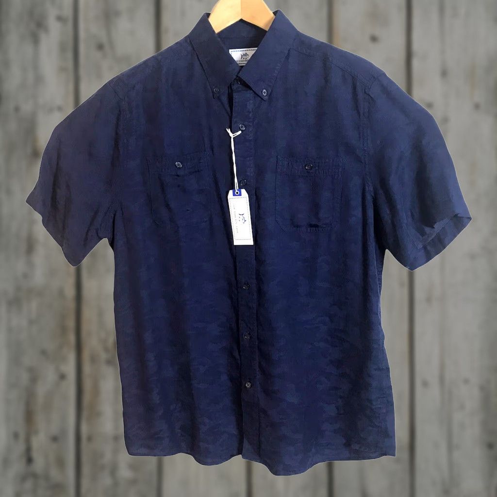 Southern Tide Southern Tide Shirt Mens Medium Dock CAMO Sport Button Up True Navy Lyocell Size US M / EU 48-50 / 2 - 1 Thumbnail