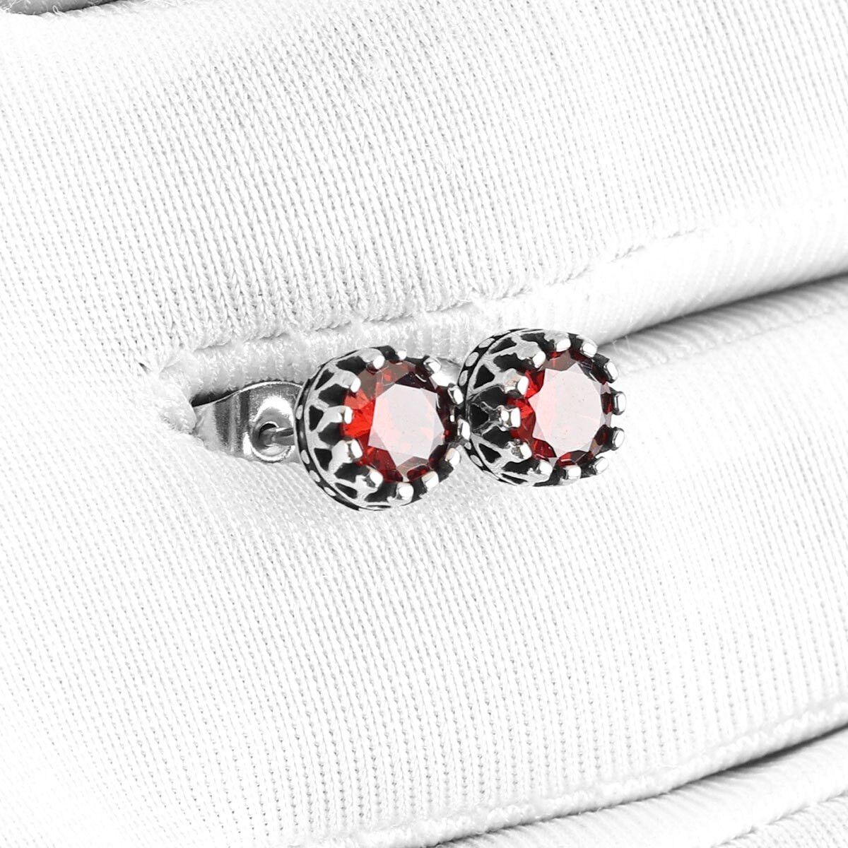 Jewelry Red Tiny Stud Earrings Charm Stainless Steel Earring Gift Size ONE SIZE - 4 Thumbnail